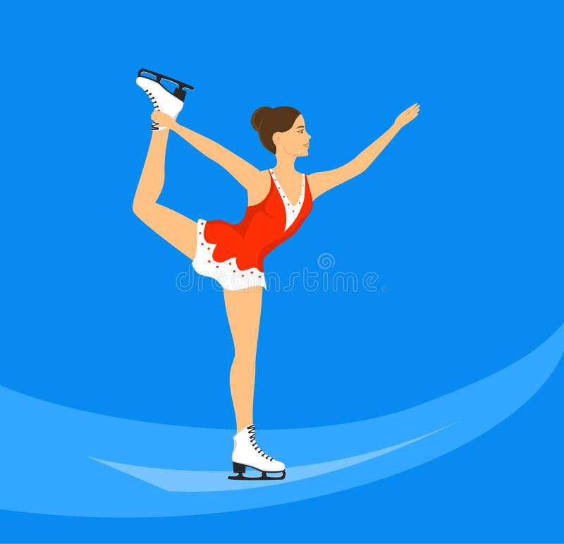 Young Woman Figure Skating on Ice Rink vector illustration Young Woman Figure Skating on Ice Rink vector illustration