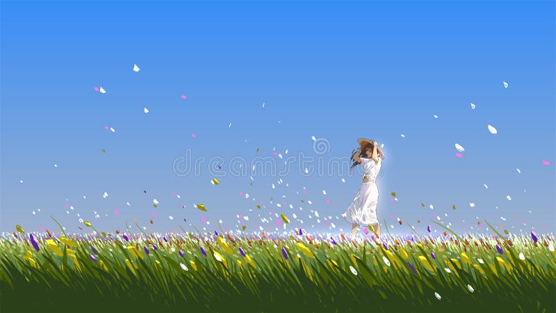 Young woman in the flower field