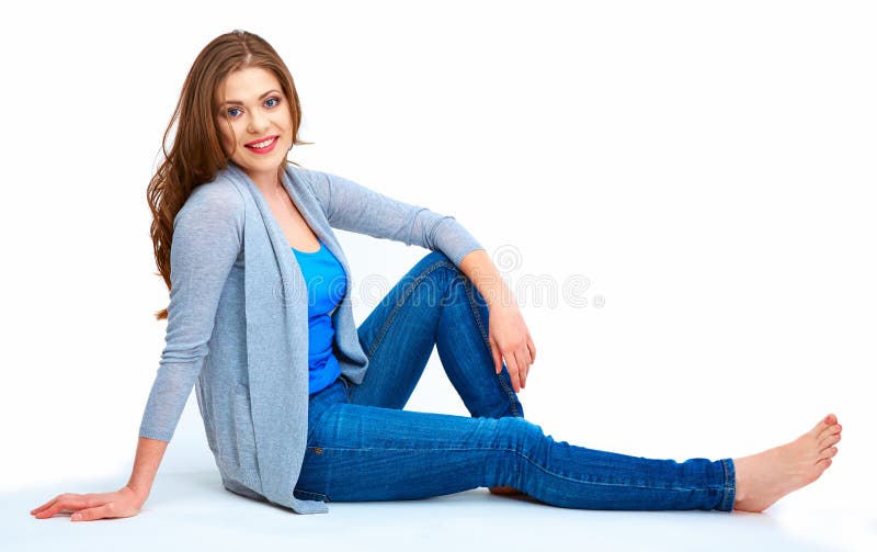 Young Woman Full Body Portrait. Beautiful Smiling Girl Stock Image ...