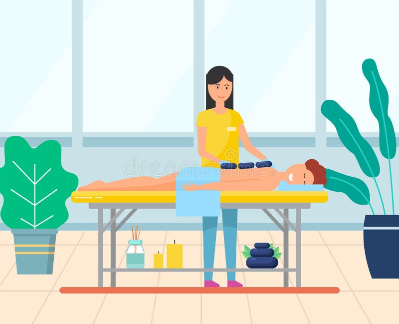 Beauty Salon Woman Getting Spa Hot Stone Therapy Massage Stock Illustrations 30 Beauty Salon