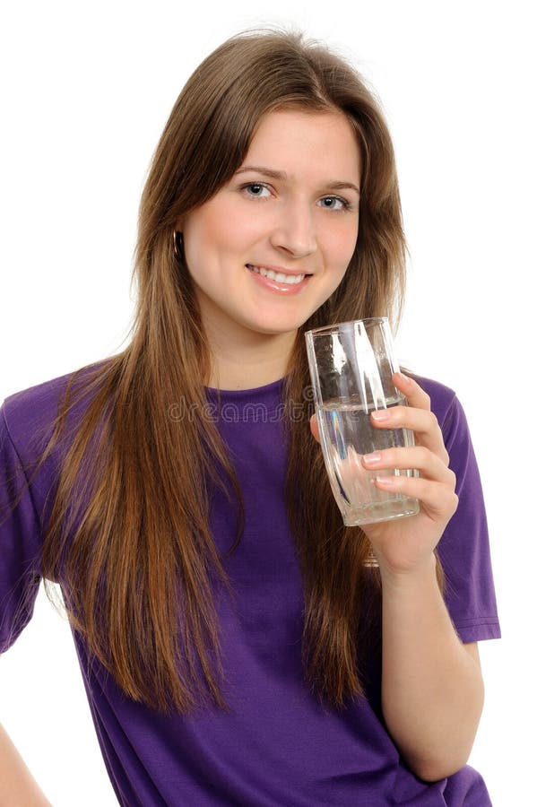 Young woman with glass of water