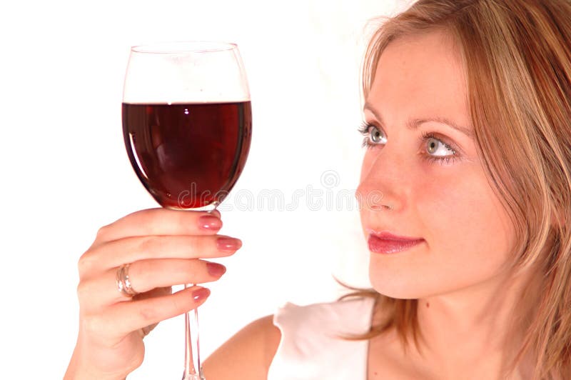 Young woman with glass of wine