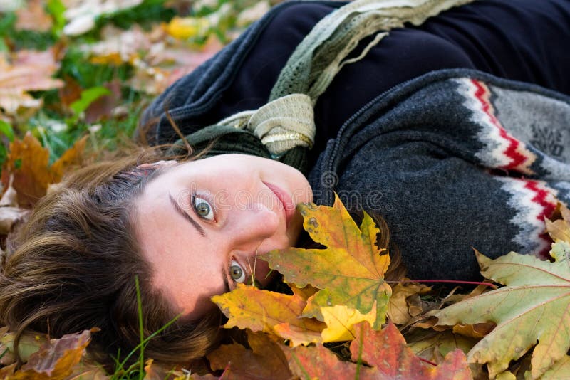Young Woman with Green Eyes in the Park Stock Photo Image of eyes