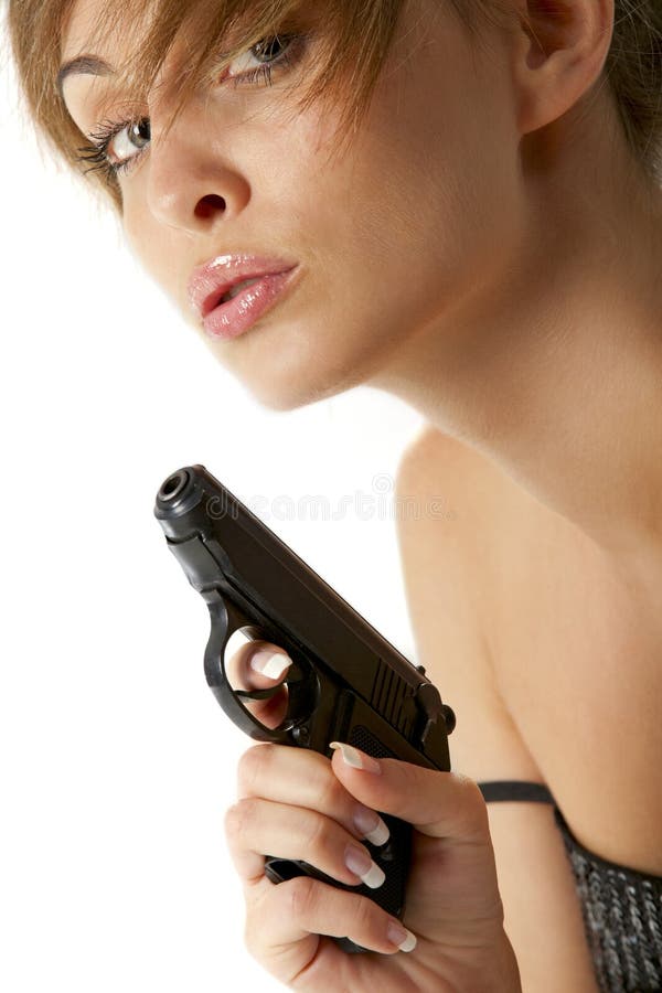 Young woman with handgun