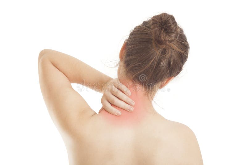 Young woman having neck pain