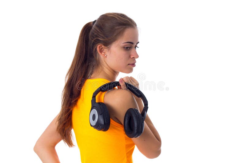 Young woman in headphones