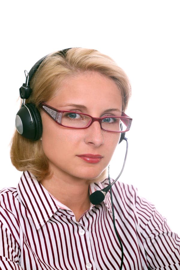 Young Woman with Headphones and Microphone Stock Image Image of face, hands 16770803