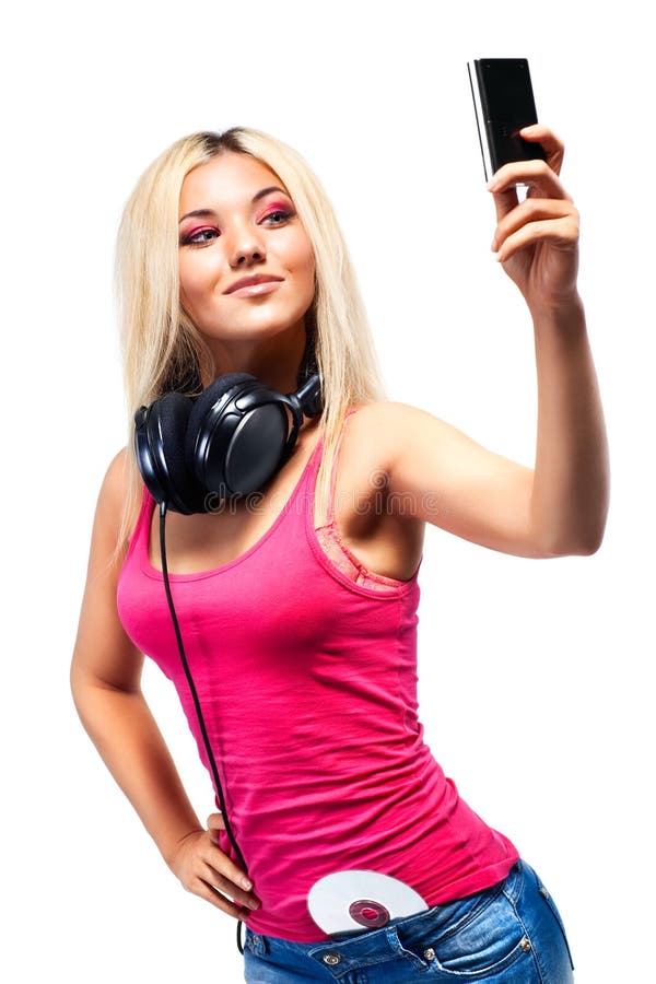 Young woman with headphones and mobile phone