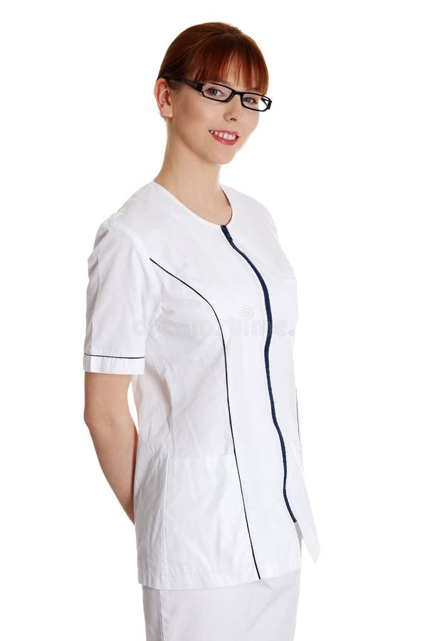 Young Woman in Healthcare Worker Uniform Stock Photo Image of
