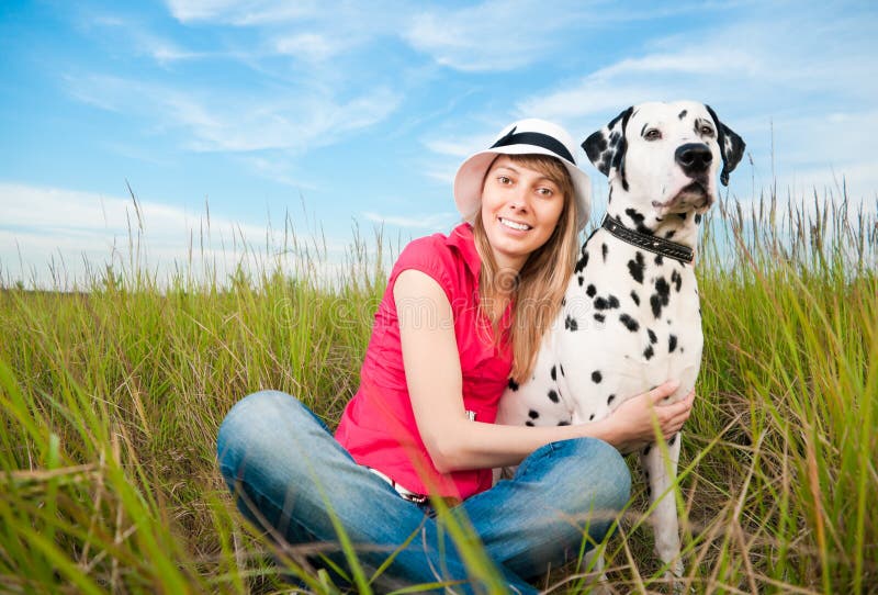 Young woman with her dog pet