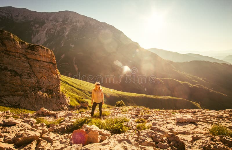 Young Woman hiking outdoor Travel Lifestyle stock image Young Woman hiking outdoor Travel Lifestyle stock image