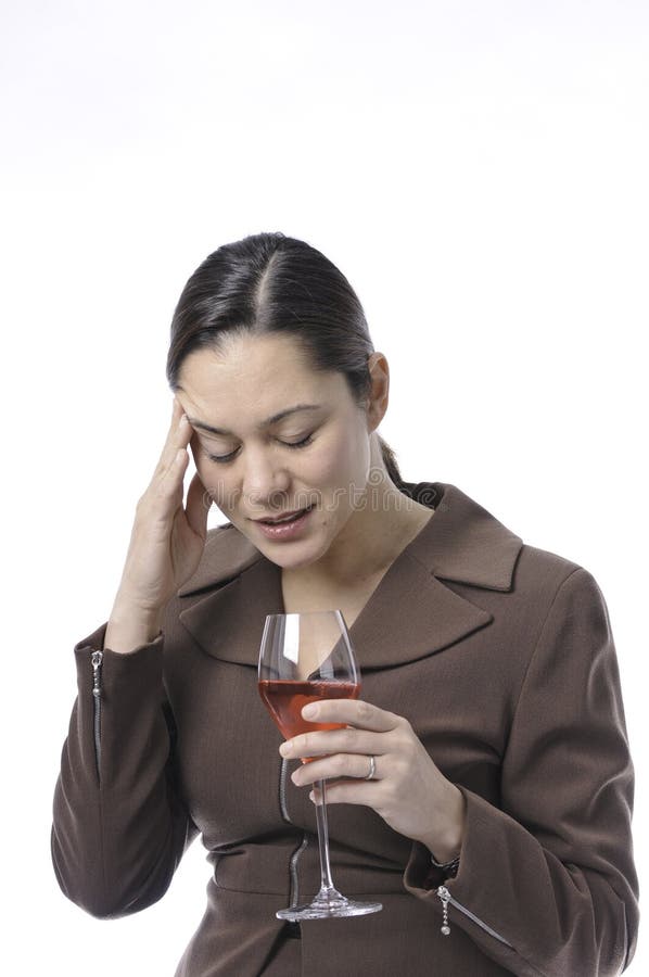 Young woman holding head