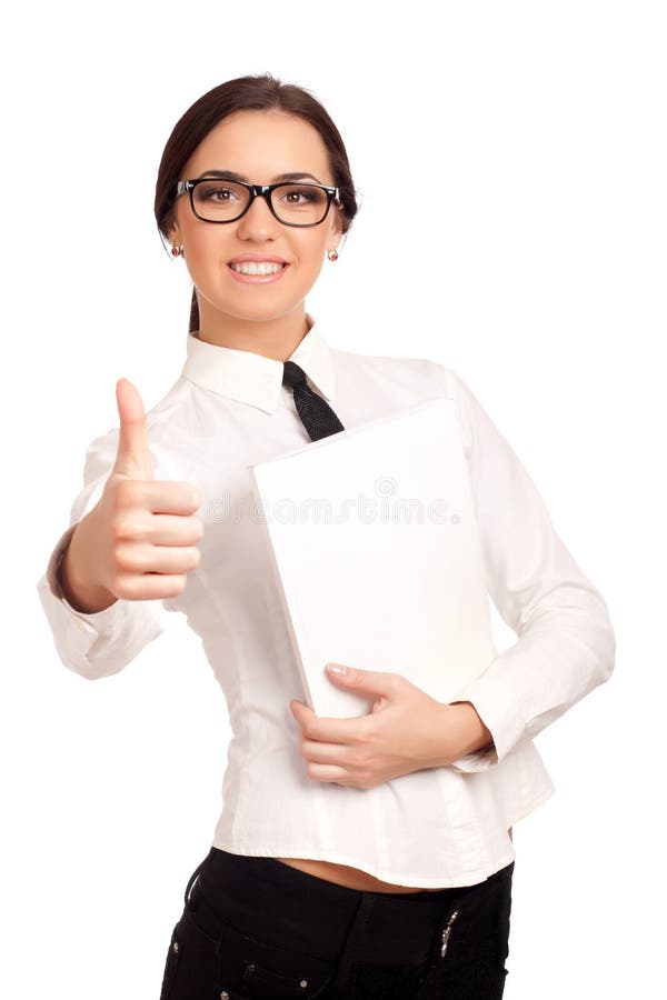 Young woman holding magazine