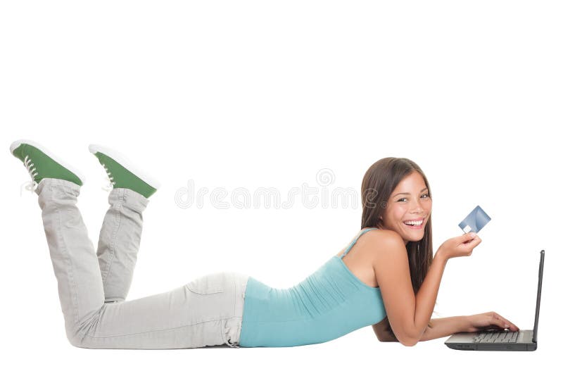 Young Woman Shopping On Laptop Stock Image Image of business