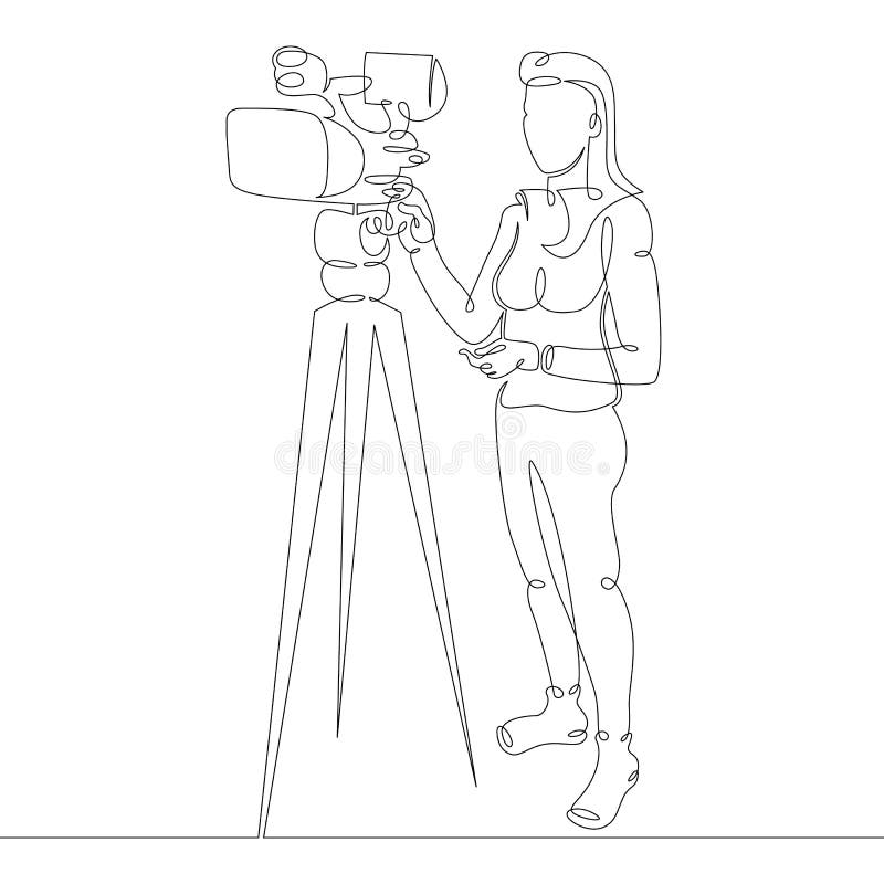 Premium Vector  Continuous line drawing of a journalist giving an  interview vector illustration