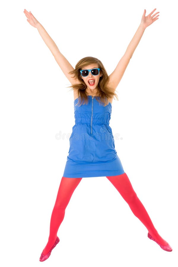 Young woman jumping royalty free stock images