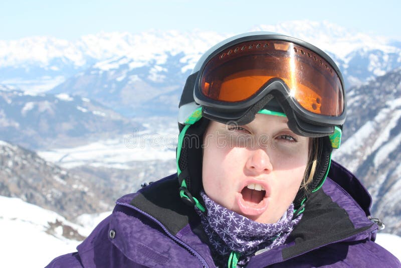 Young woman on the Kaprun, skiing resort in Austria.