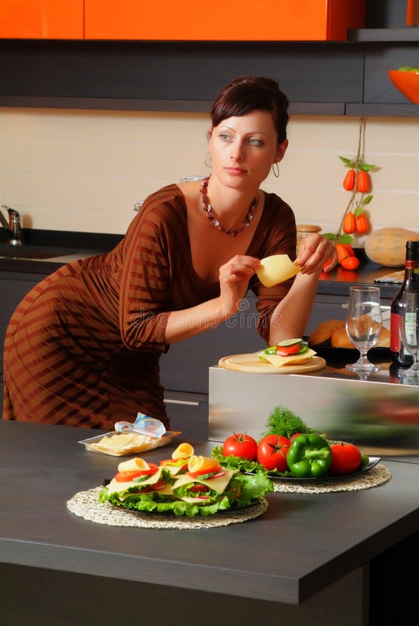 The young woman on kitchen