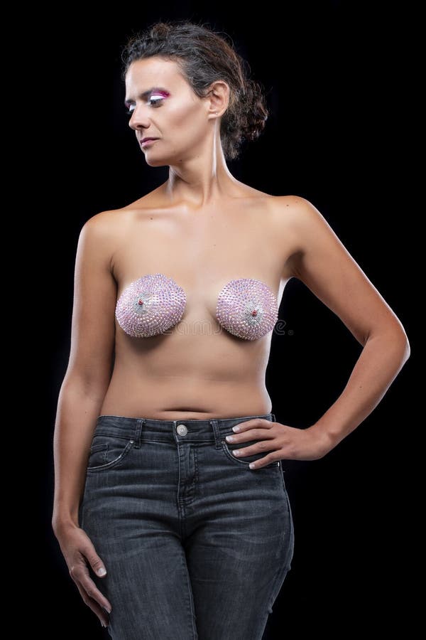 Young Woman with Little Jewel Gems Covering Her Breasts Stock Image - Image  of gems, diagnosis: 209665453