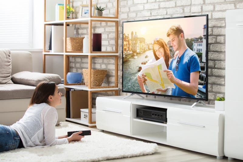 Woman Enjoying Watching Television