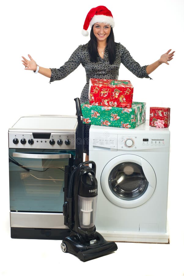 Young woman making Christmas promotion