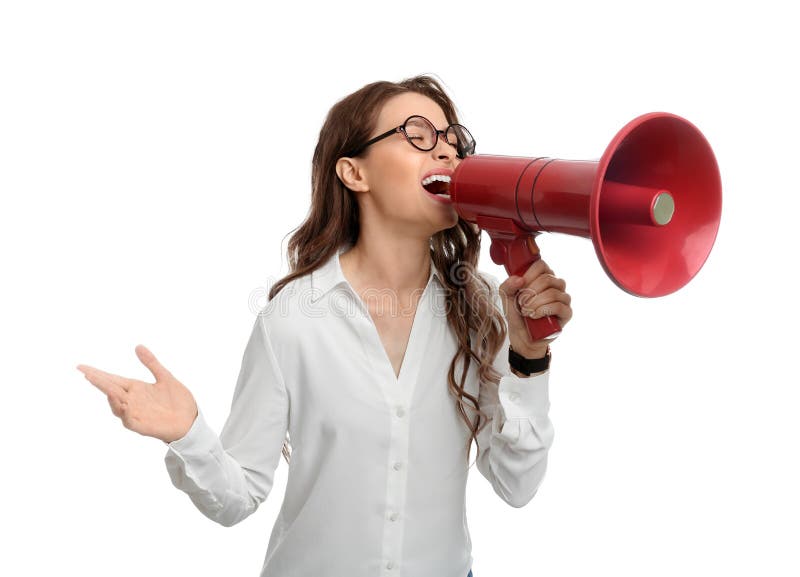 Young Woman with Megaphone on Background Stock Photo - Image of lady ...