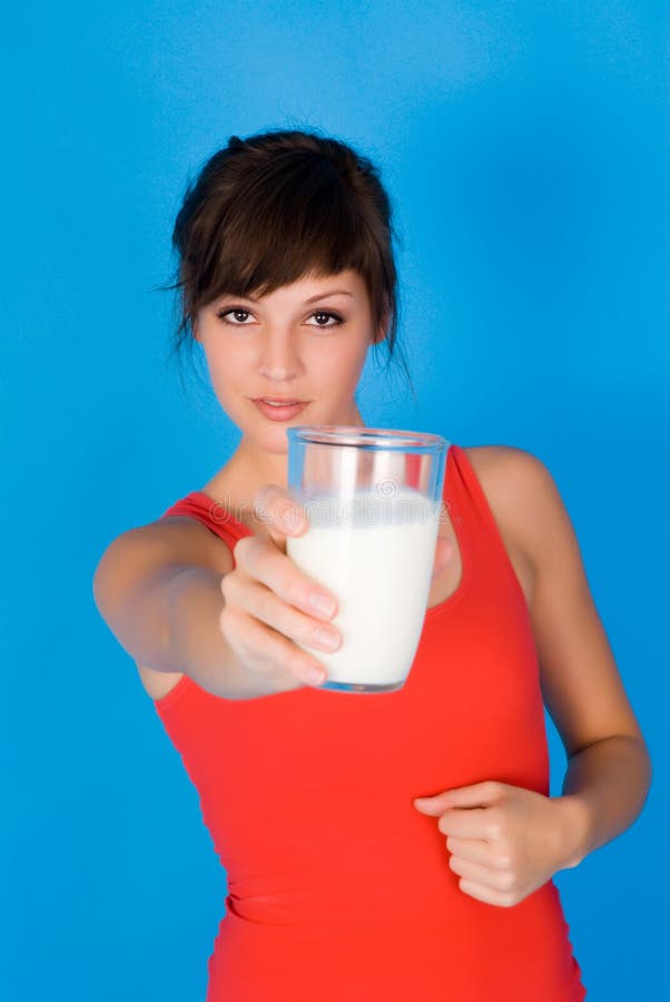 Young woman with milk