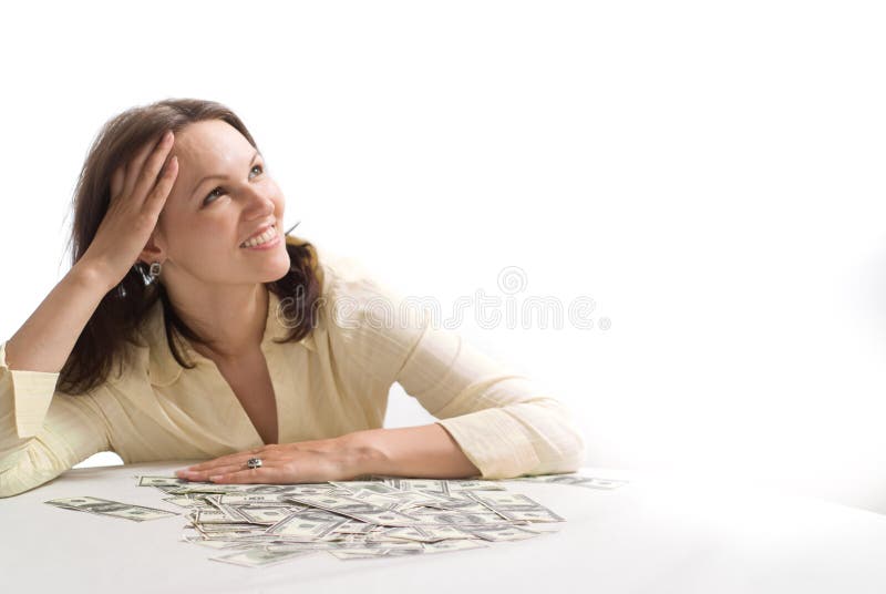 Young woman with the money