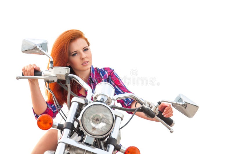 young woman on a motorcycle