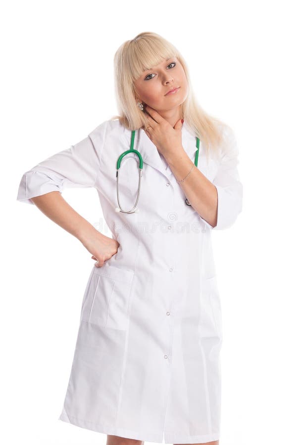 Nurse in a White Coat with a Stethoscope Arms Crossed Stock Image ...
