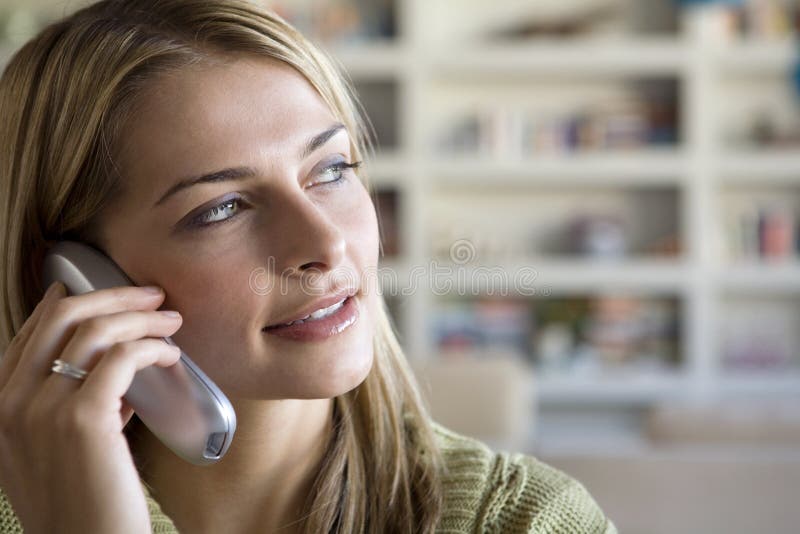 A young woman on the phone