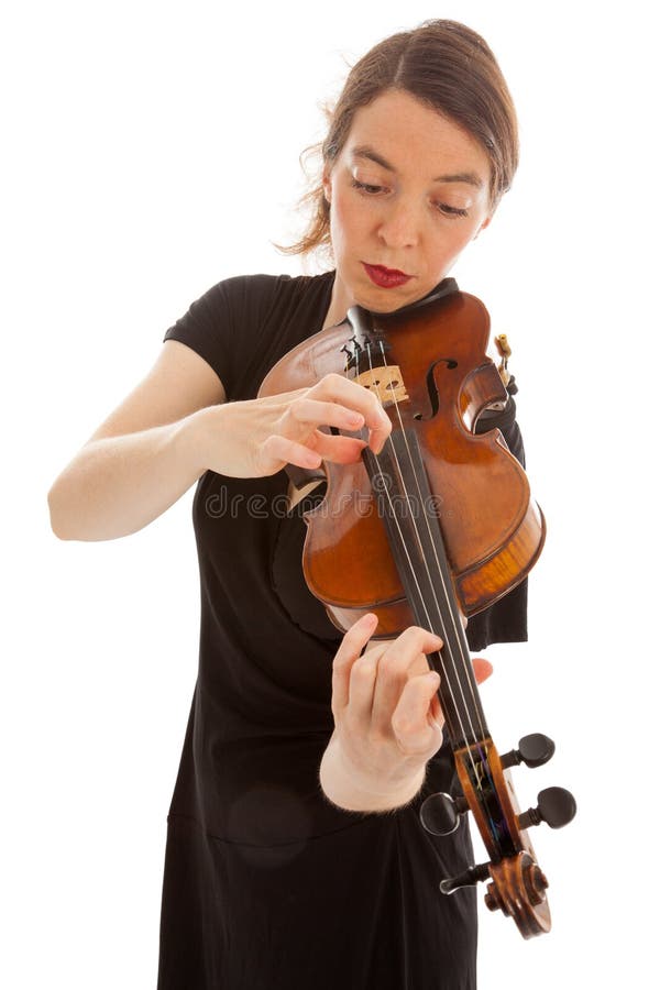 The young woman is playing the violin