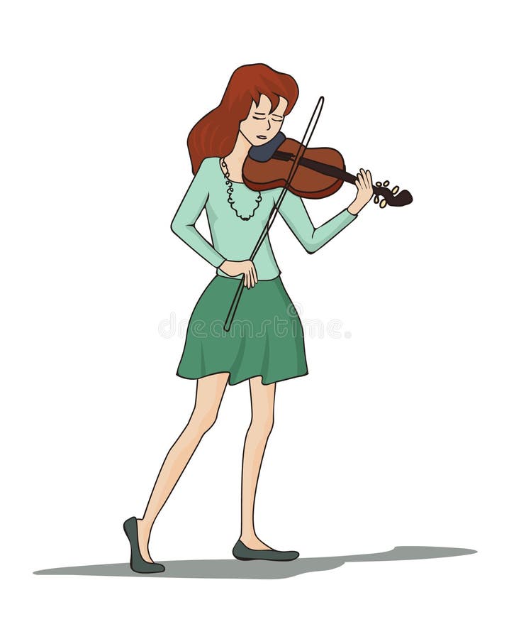 Young woman playing violin stock vector. Illustration of drawing 59661364