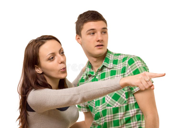 Young woman pointing excitedly with her hand stock photography Young woman pointing excitedly with her hand stock photography