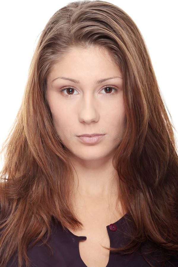 Young woman portrait, over white background. Charming elegant european woman stock images, royalty-free photos and pictures