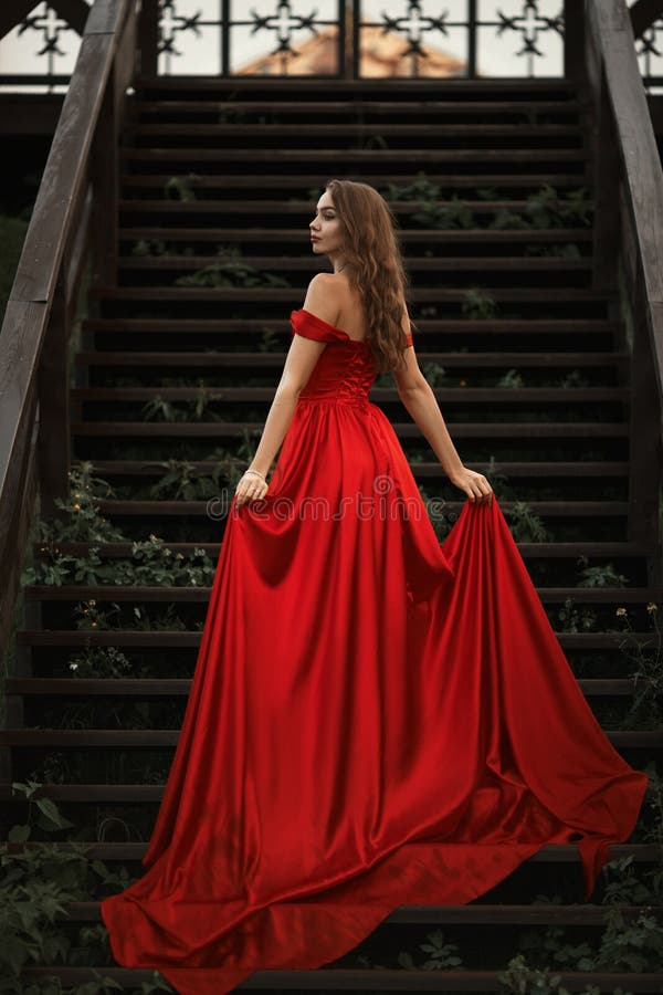 Buy Red Crepe V Neck Flare Sleeved Gown For Women by B'Infinite Online at  Aza Fashions.