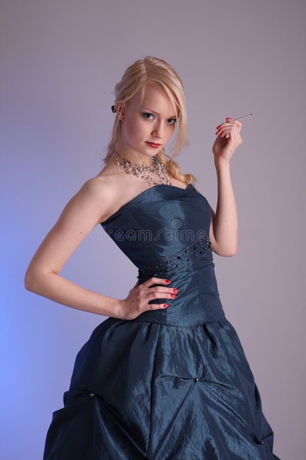 Young woman with prom dress