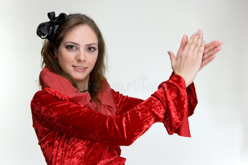 Young woman in red