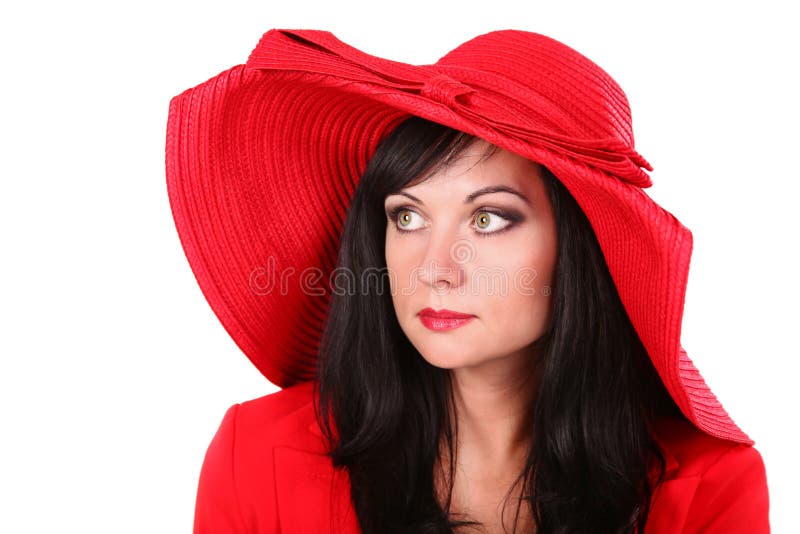 Young woman in red hat