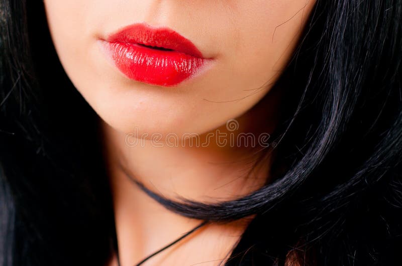 Young woman with red lips.