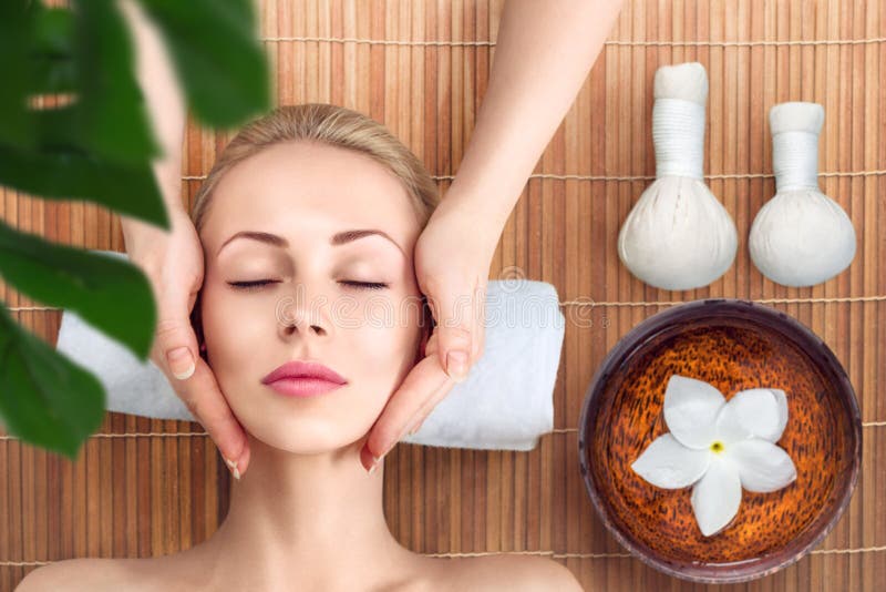 Young Woman Relaxing With Massage In Spa Stock Image Image Of Happy