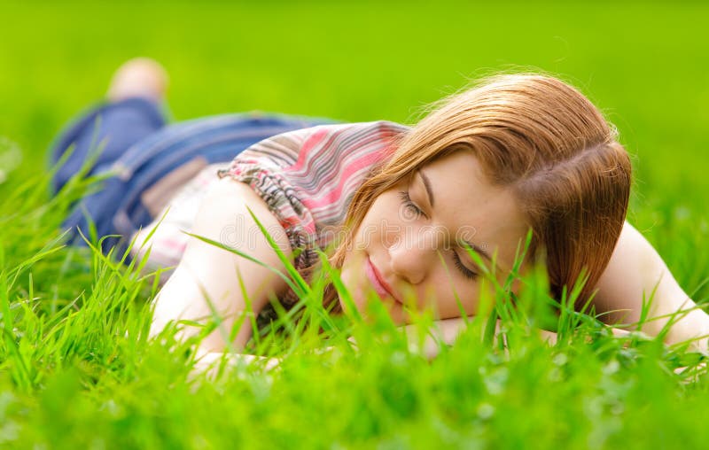 Young woman relaxing outdoors