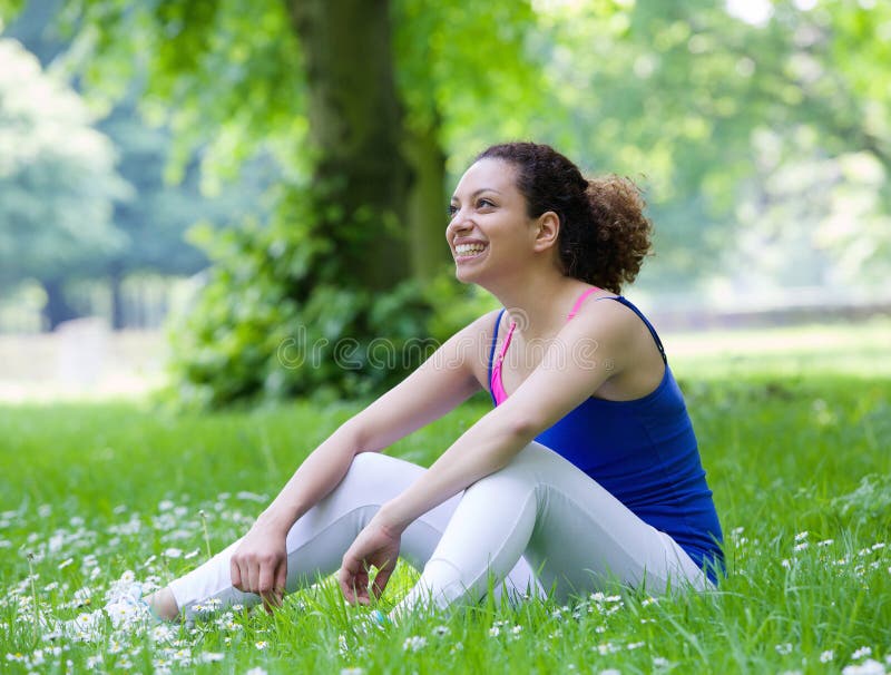 Young woman resting after workout stock photo Young woman resting after workout stock photo