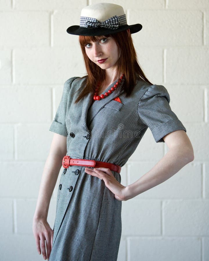 Young Woman in retro suit