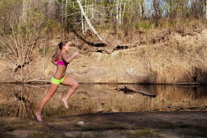 Young woman running