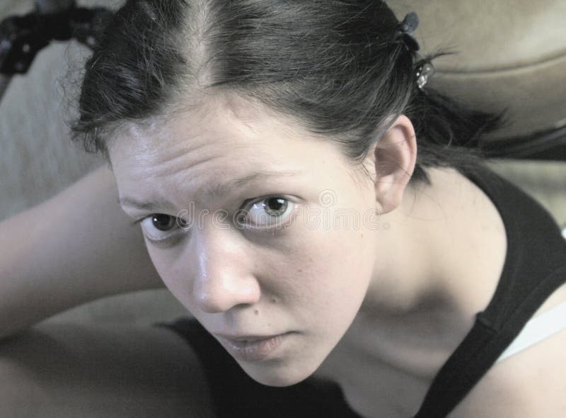 Young woman sceptic royalty free stock images Young woman sceptic royalty free stock images