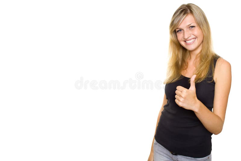 Young woman showing thumbs up