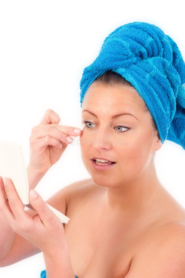 Young woman in skin care stock image. Image of brushes 19676645