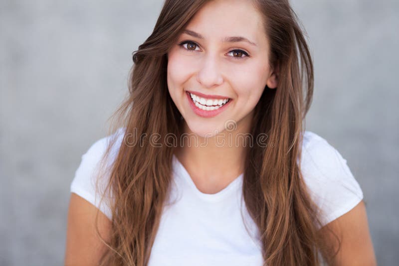 Young woman smiling stock photo