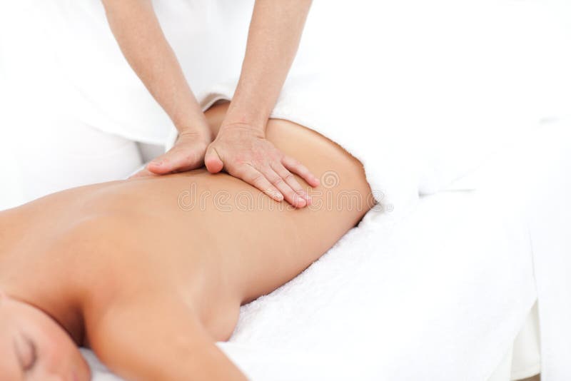 Female Back Massage - Vertical Stock Photo - Image of brunette